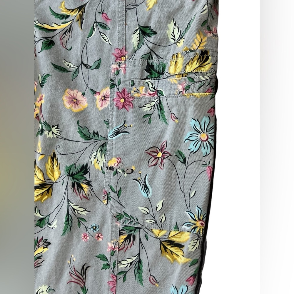 Anthropologie Victoria floral cargo pants blue botanical floral boho feminine - Picture 8 of 14